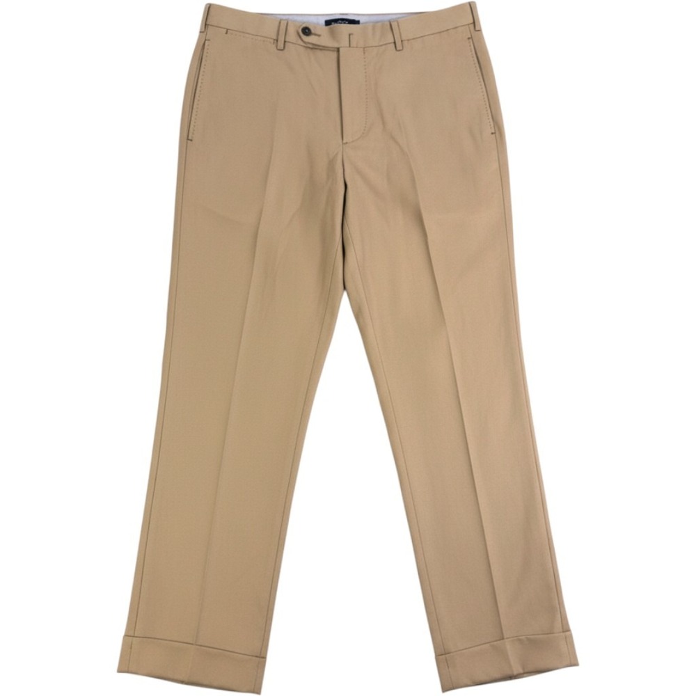 Sid Mashburn Kincaid Tan Wool Cuffed Dress Pants Mens 32 Khaki Straight Leg